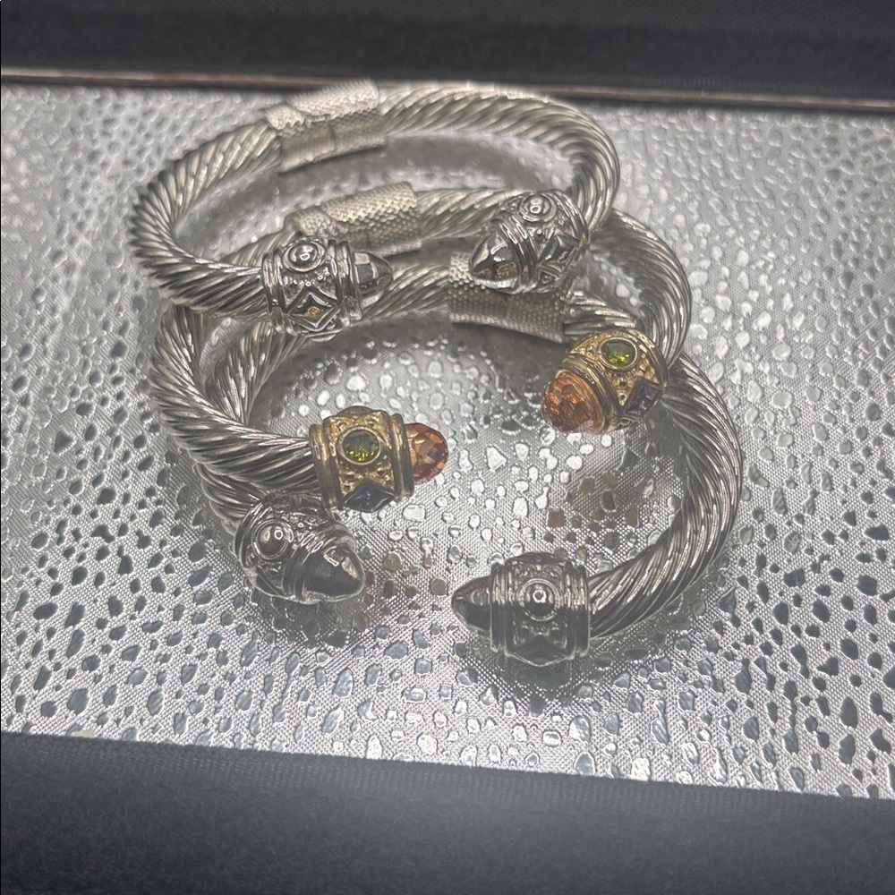 Silver and Gemstone Women's bangles $98.00 Each Citrine With Amethyst & Ruby - Picture 3 of 7